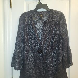 JM Collection Elegant Black and Silver Blazer